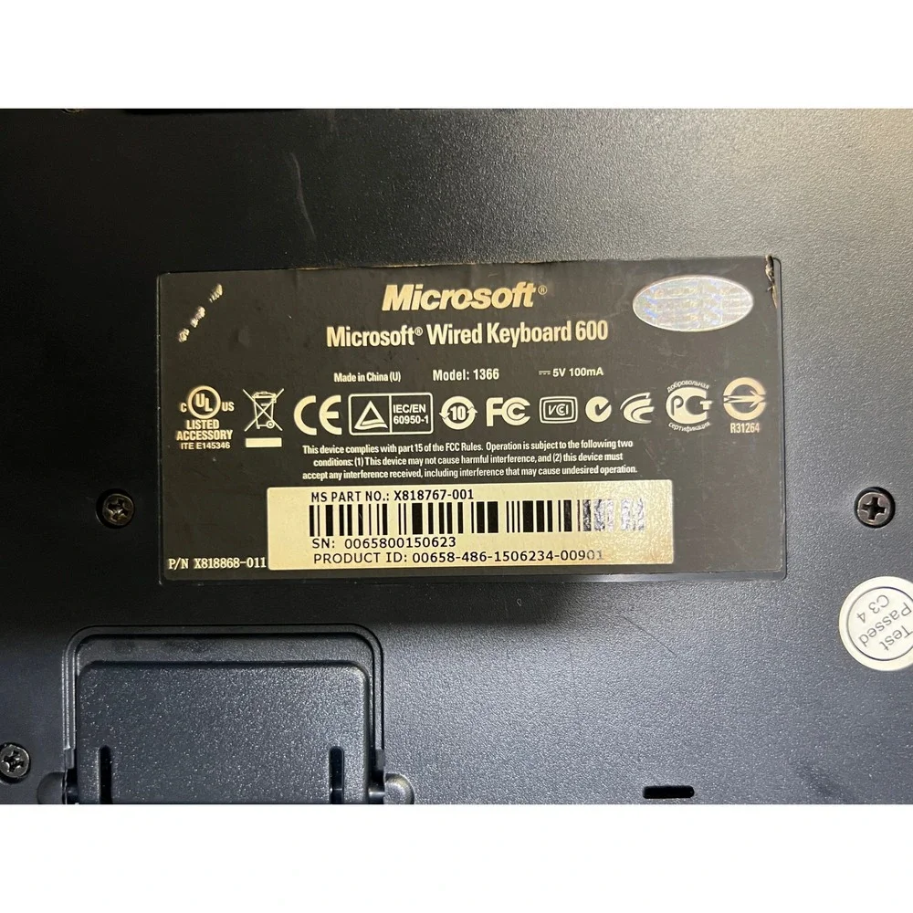 Microsoft Wired Keyboard‎ 6000 - Model 1366 - Tested Works